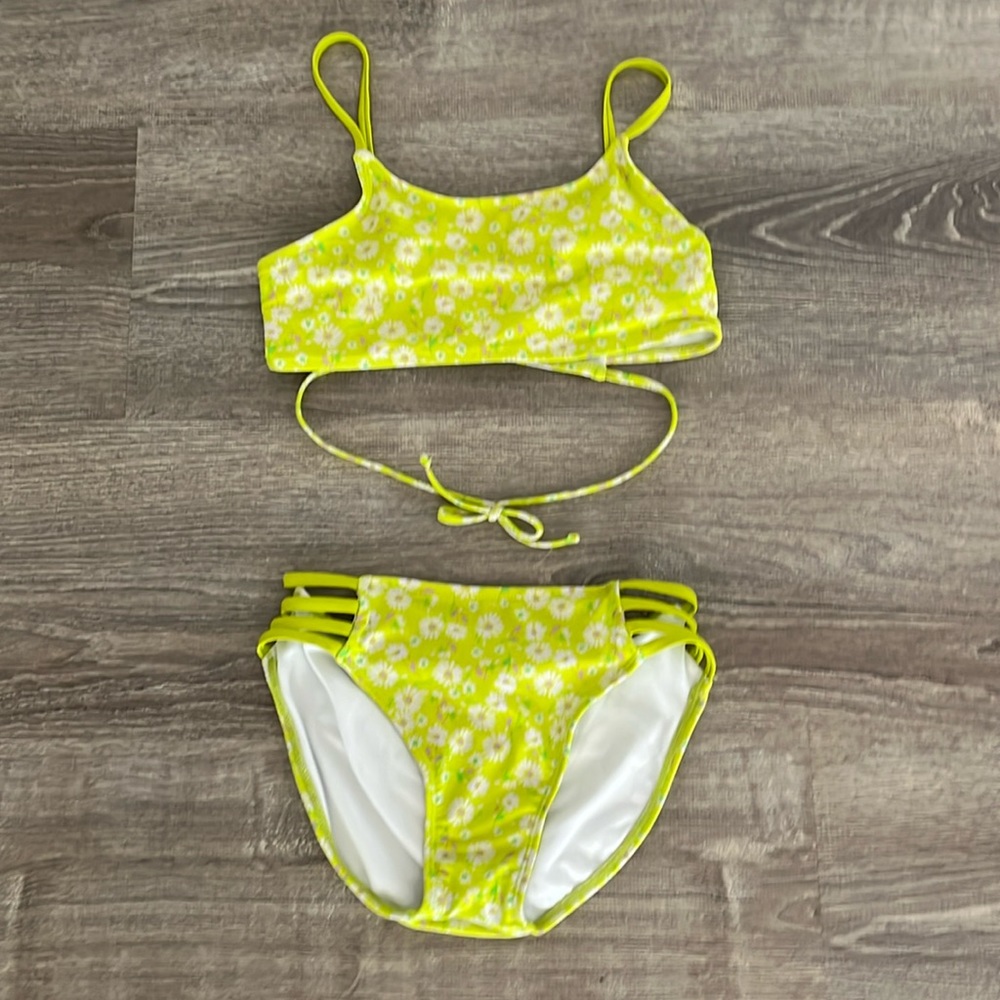 Bikini,(10/12)youth,brand Art Class,color neon, yellow with floral print